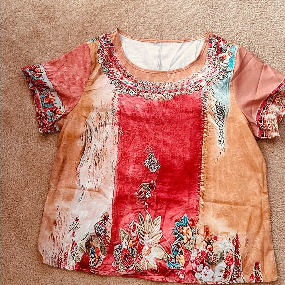 Chic Women's Floral Patchwork Blouse - image 5